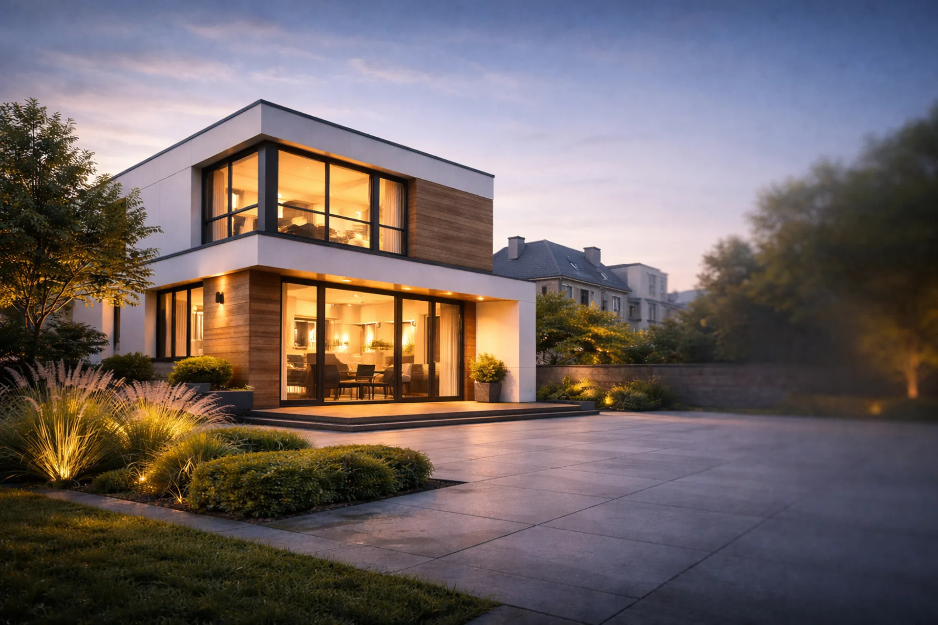 Maison moderne économe en énergie à Bruxelles illustrant le guide du certificat PEB pour les propriétaires et vendeurs